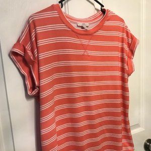 Super Soft Salmon Colored White Stripe Shirt